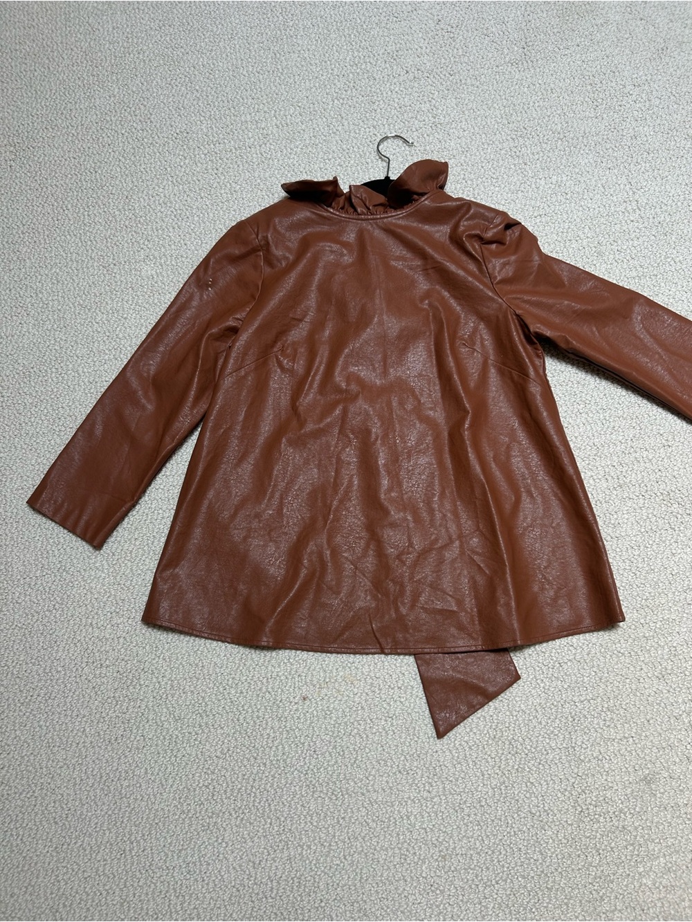 Tuckernuck Chestnut Brown Faux-Leather Top with Bow